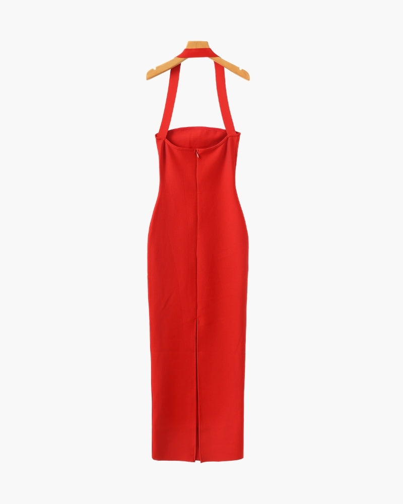 Halter Neck Slim Fit Maxi Dress