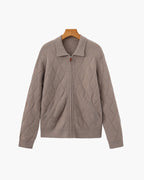 Heritage Diamond Knit Zip Cardigan